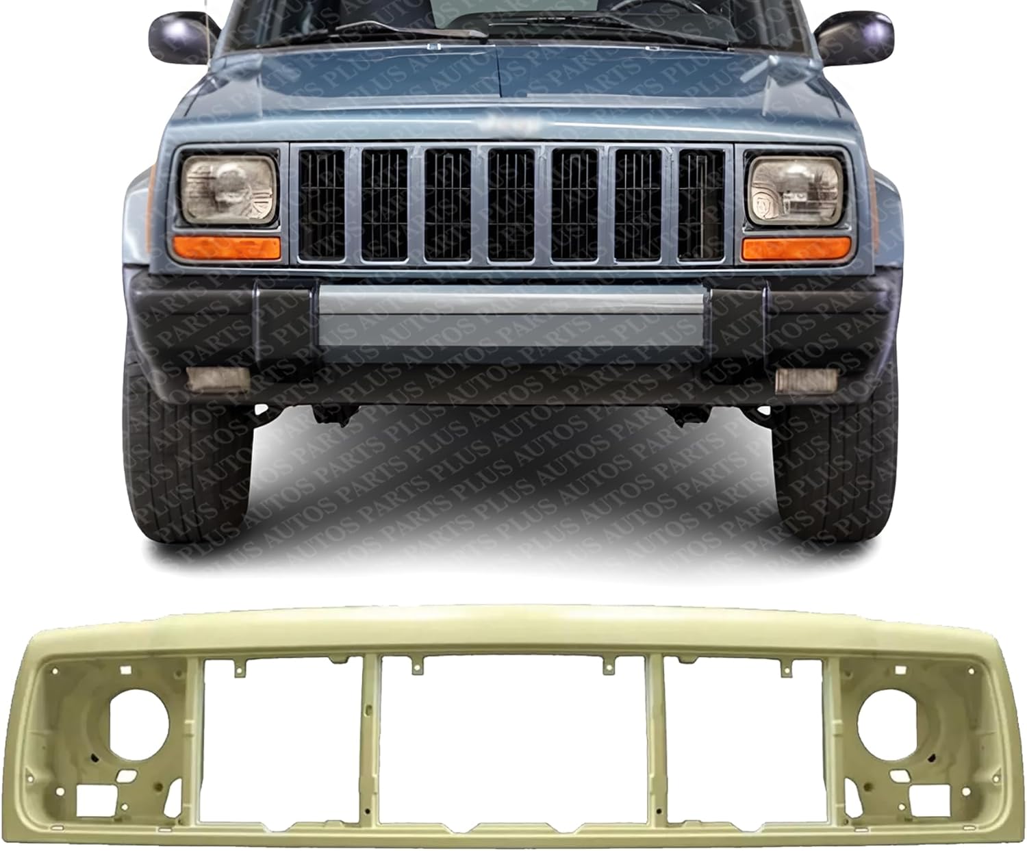 Front Header Panel Plastic Direct Replacement Compatible With Jeep Cherokee 1997-2001 CH1220115 55055233AF 55055233AE