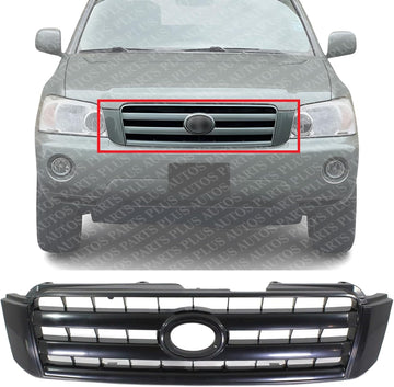 Front Grille Assembly Primed Shell And Insert Plastic Direct Replacement Compatible With 2004-2007 Toyota Highlander TO1200275 5310148100C0