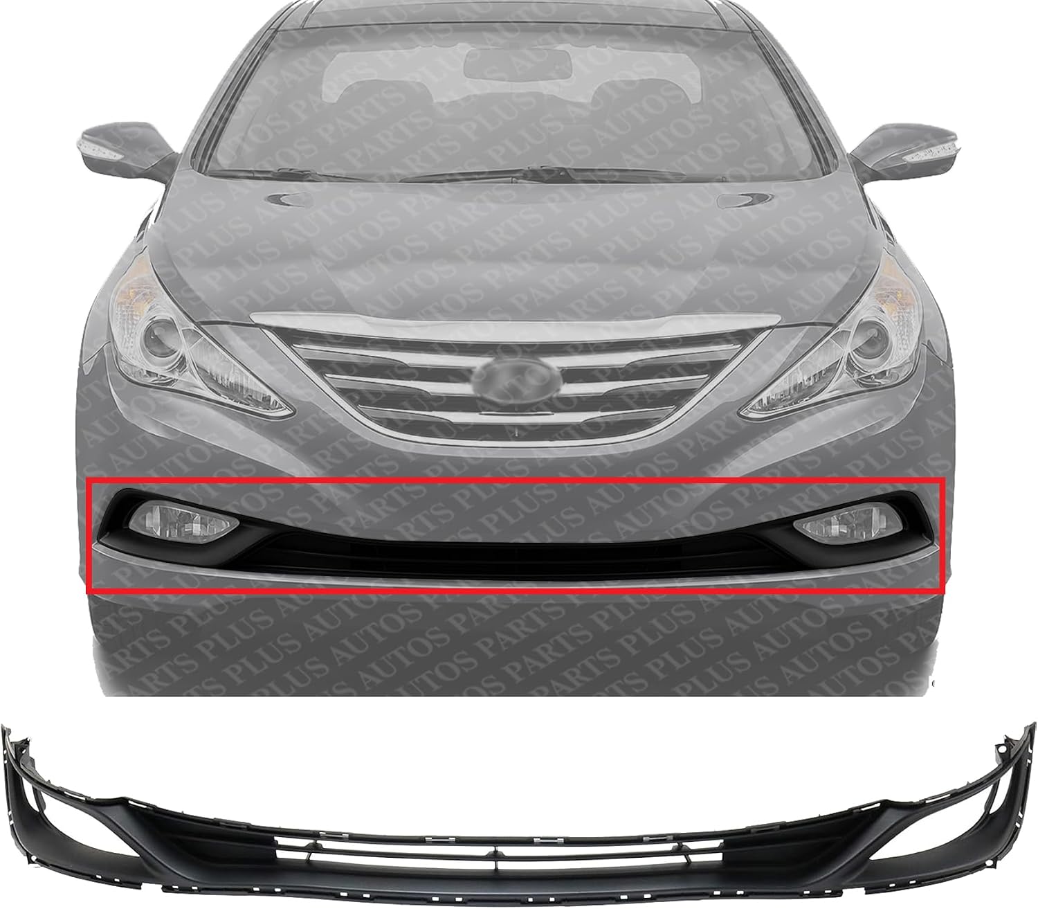 Front Bumper Lower Grille Primed Direct Replacement Compatible With 2014 Hyundai Sonata HY1036133 865123Q700