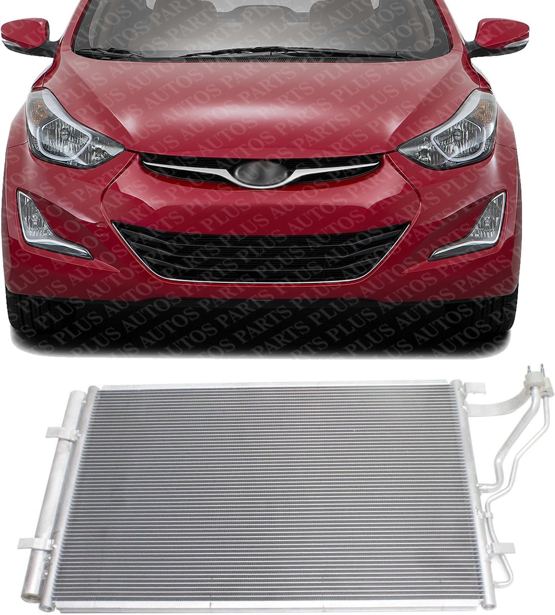 Front A/C Condenser Aluminum Core Direct Replacement Compatible With 2014-2017 Hyundai Elantra/Coupe 2016-2017 GT / 2015-2018 FORTE/FORTE 5 HY3030162 976063X601