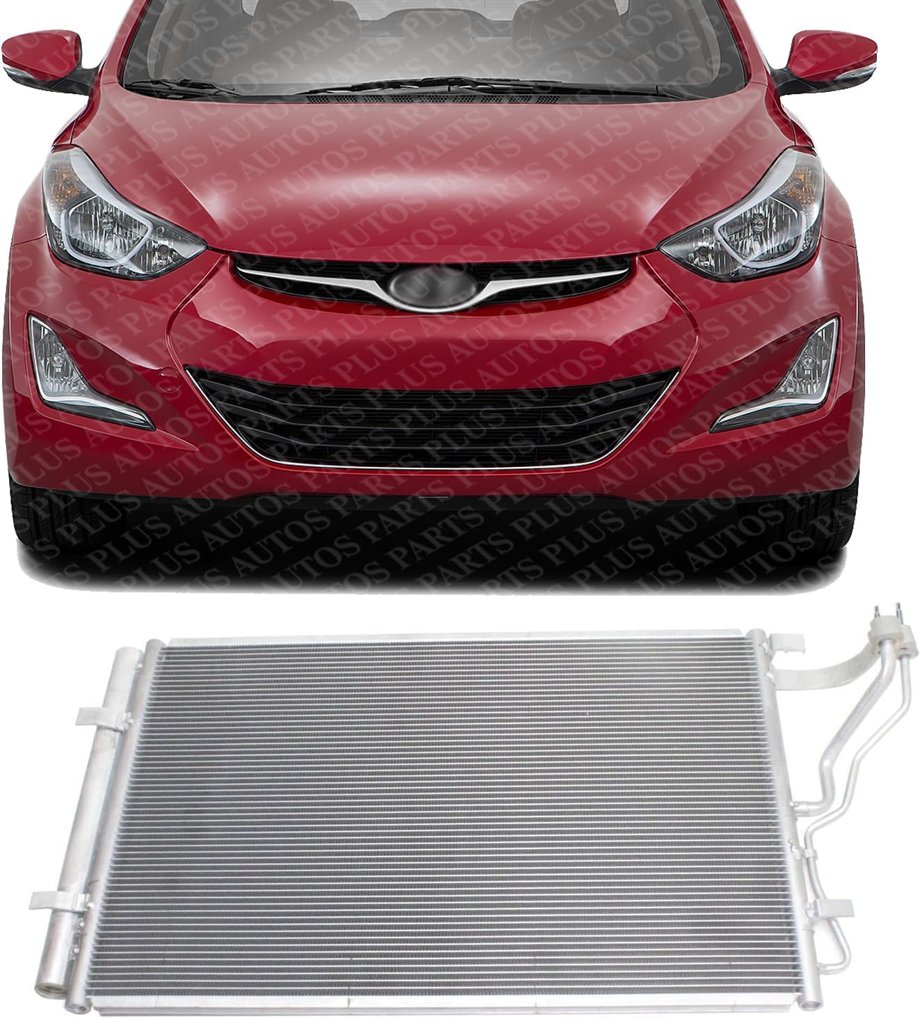 Front A/C Condenser Aluminum Core Direct Replacement Compatible With 2014-2017 Hyundai Elantra/Coupe 2016-2017 GT / 2015-2018 FORTE/FORTE 5 HY3030162 976063X601