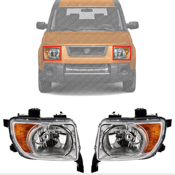 Set of 2 Front Headlight Assembly Right Passenger & Left Driver Side Direct Replacement Compatible With 2003-2006 Honda Element 33151SCVA01-PFM 33101SCVA01-PFM