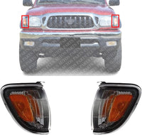 Set Of 2 Front Corner Light Assembly With Chrome Trim Right Passenger & Left Driver Side Direct Replacement Compatible With 2001-2004 Toyota Tacoma TO2521161 TO2520161 8161004080