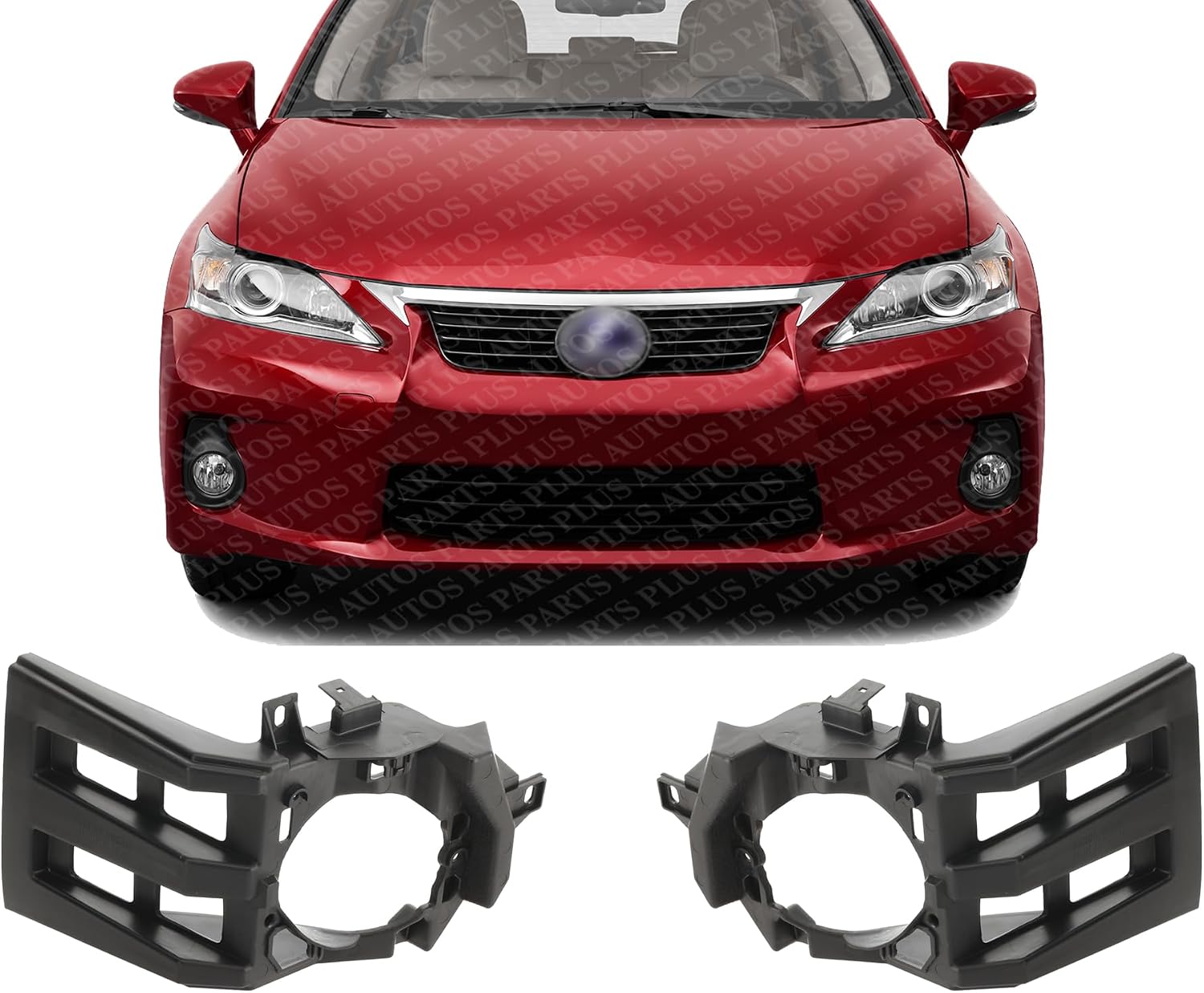 Set Of 2 Front Fog Light Bracket Plastic Left Driver & Right Passenger Side Direct Replacement Compatible With 2011-2013 Lexus CT200h LX2602100 LX2603100 5212576010 5212676010