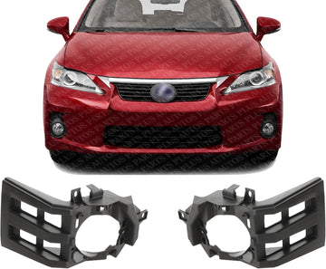 Set Of 2 Front Fog Light Bracket Plastic Left Driver & Right Passenger Side Direct Replacement Compatible With 2011-2013 Lexus CT200h LX2602100 LX2603100 5212576010 5212676010