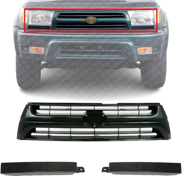 AUTOS PARTS PLUS Front Grille Primed Shell With Gray Insert Plastic + Filler Right Passenger & Left Driver Side Direct Replacement Compatible With 1999-2000 Toyota 4Runner TO1089103 TO1088103