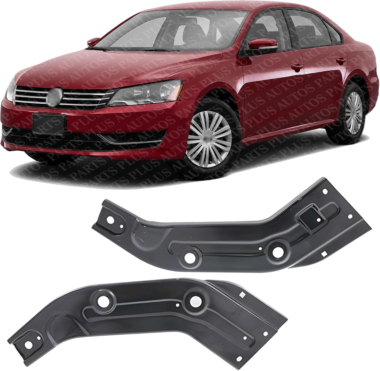 Set Of 2 Front Radiator Upper Side Support Steel Left Driver & Right Passenger Side Direct Replacement Compatible With 2012-2015 Volkswagen Passat VW1222103 VW1222102