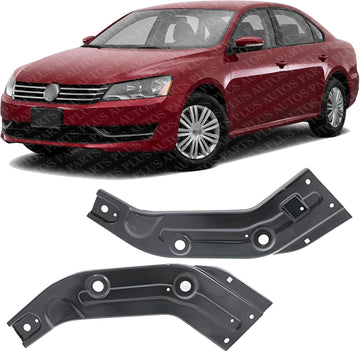 Set Of 2 Front Radiator Upper Side Support Steel Left Driver & Right Passenger Side Direct Replacement Compatible With 2012-2015 Volkswagen Passat VW1222103 VW1222102
