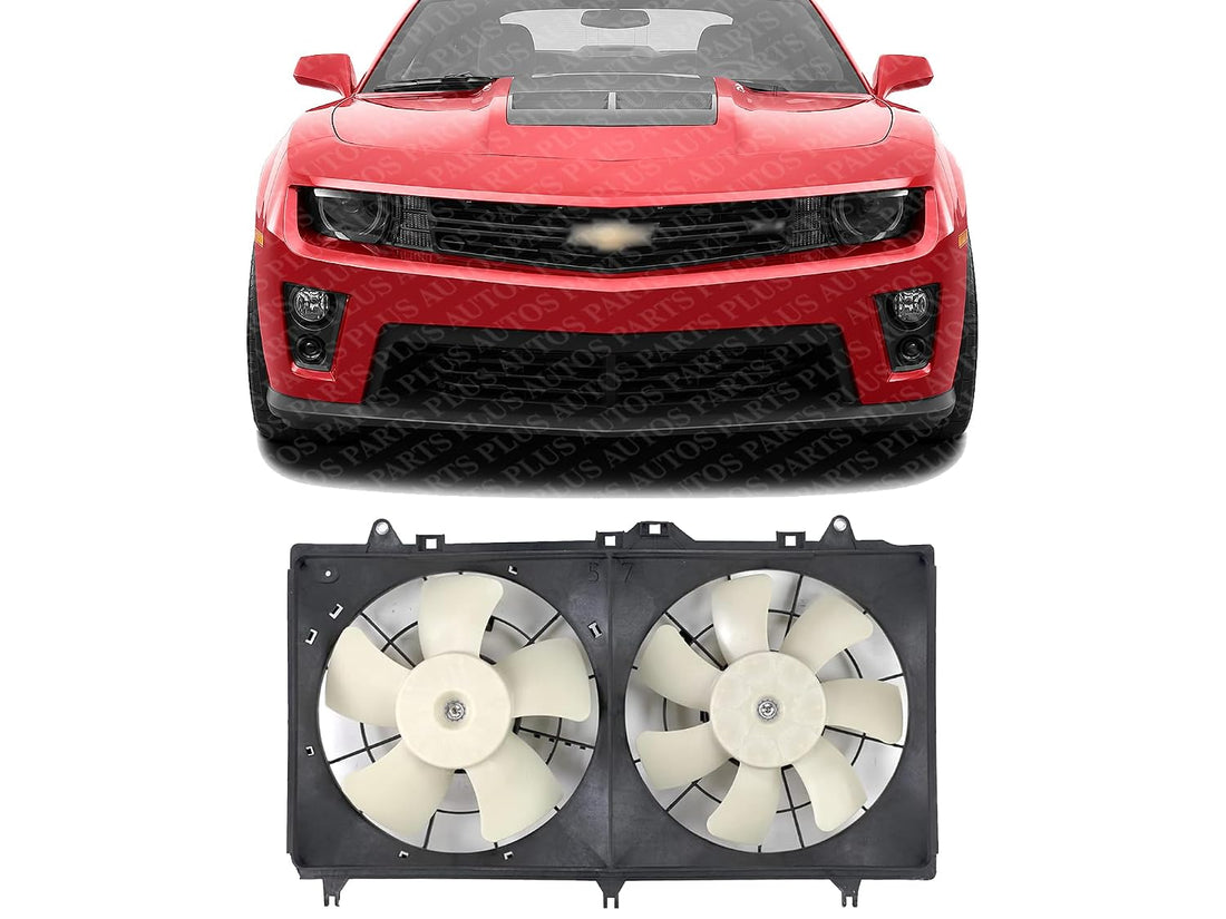 Front Radiator Dual Fan Assembly Plastic Direct Replacement Compatible with 2012-2015 Chevrolet Camaro GM3115245 22762592-PFM