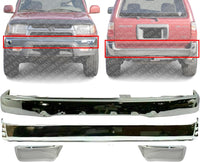 AUTOS PARTS PLUS Front & Rear Bumper Face Bar Chrome + End Caps Left Driver & Right Passenger Side Direct Replacement Compatible With 1999-2002 Toyota 4Runner TO1105103 TO1104103 TO1102228 TO1002168