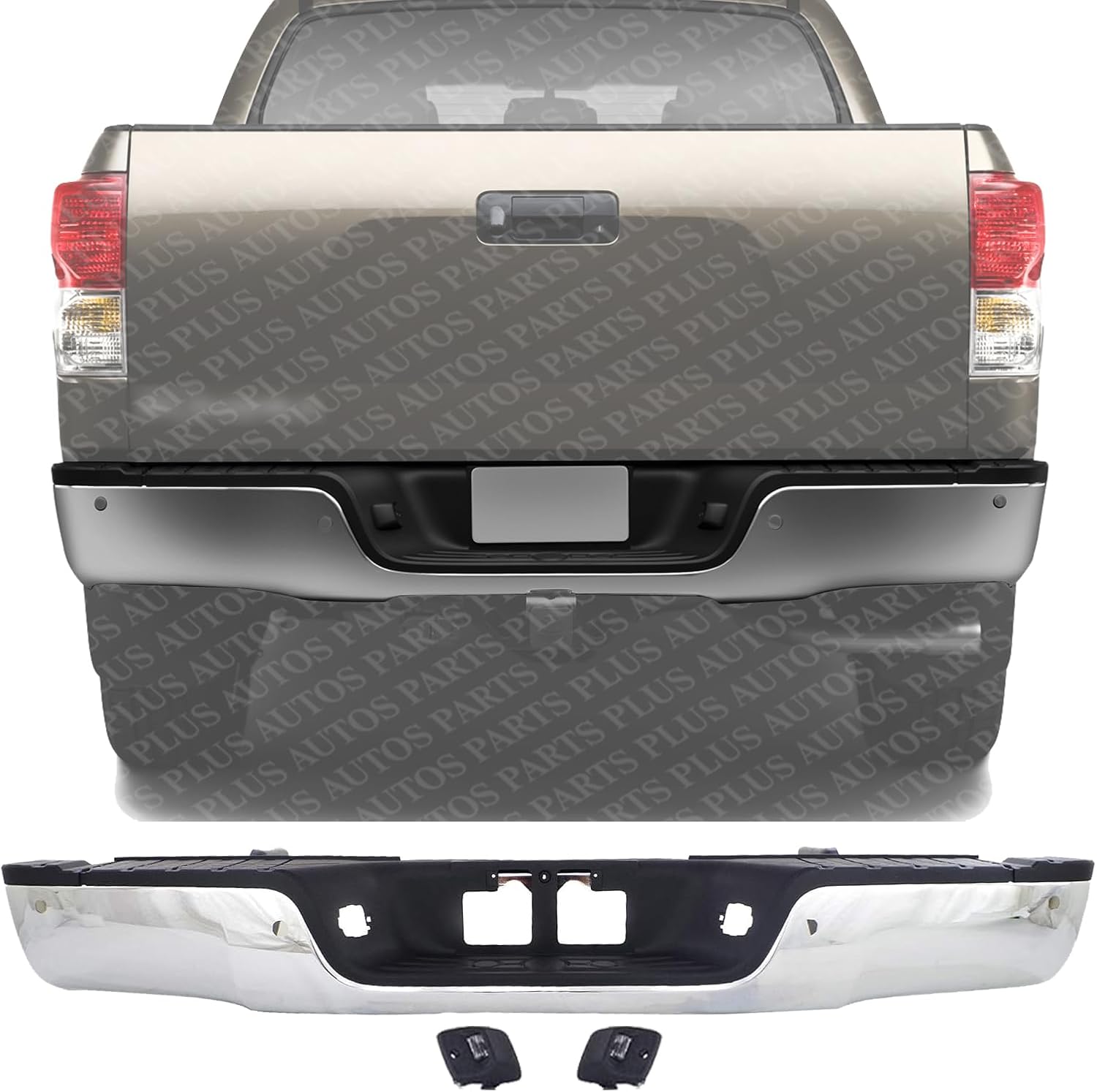 Step Bumper Assembly Chrome Steel With Sensor Holes Direct Replacement Compatible With 2007-2013 Toyota Tundra TO1103116 521510C090-PFM