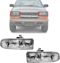 Set Of 2 Front Headlight Composite Assembly Right Passenger & Left Driver Side Direct Replacement Compatible With 1998-2004 Chevrolet S10 / 1998-2005 Blazer GM2503172 GM2502172