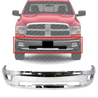 Front Bumper Face Bar Chrome Steel Direct Replacement Compatible With 2009-2012 Dodge Ram 1500 CH1002386 55112609AA 68206067AA