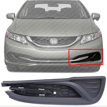 Front Fog Light Cover Textured Left Driver Side Direct Replacement Compatible With 2013-2015 Honda Civic HO1038113 71107TR3A61