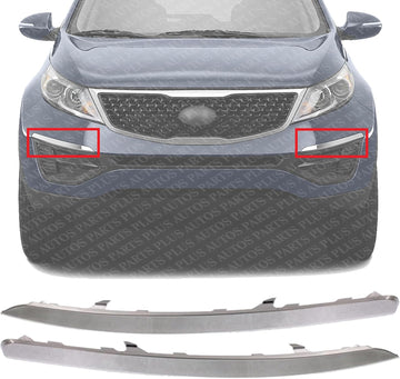 et Of 2 Front Bumper Trim Chrome Plastic Left Driver & Right Passenger Side Direct Replacement Compatible With 2011-2016 Kia Sportage KI1047103 KI1046103 865813W000 865823W000