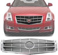 Front Grille Assembly Chrome Plastic Shell With Painted Silver Insert Direct Replacement Compatible With 2008-2011 Cadillac CTS GM1200616 25896043