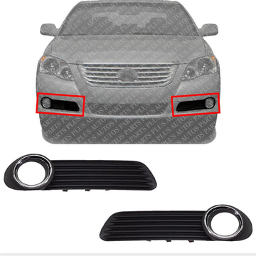Set Of 2 Front Fog Light Molding With Chrome Trim Left Driver & Right Passenger Side Direct Replacement Compatible With 2008-2010 Toyota Avalon TO1039140 TO1038140 5203007020