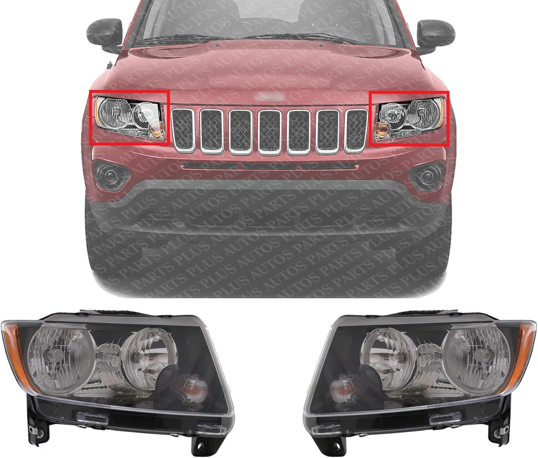 Set Of 2 Front Headlight Assembly Right Passenger & Left Driver Side Direct Replacement Compatible With 2013-2017 Jeep Compass CH2503246 CH2502246 68171214AC 68171215AC Visit the AUTOS PARTS PLUS Store