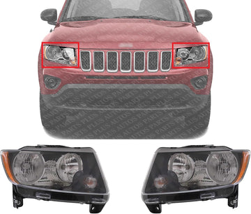 Set Of 2 Front Headlight Assembly Right Passenger & Left Driver Side Direct Replacement Compatible With 2013-2017 Jeep Compass CH2503246 CH2502246 68171214AC 68171215AC Visit the AUTOS PARTS PLUS Store