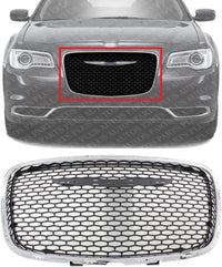 Front Grille Assembly Plastic Chrome Shell With Prime Insert Direct Replacement Compatible With 2015-2023 Chrysler 300 CH1200395 5SW16RXFAE