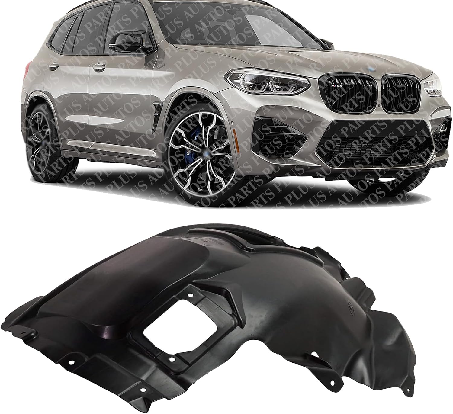 Front Fender Liner Middle Section Right Passenger Side Direct Replacement Compatible With 2018-2023 BMW X3 / 2019-2024 X4 BM1249159 51717445682