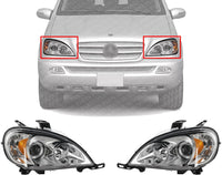 Front Headlights Assembly Halogen Right Passenger & Left Driver Side Direct Replacement Compatible With 2002-2005 Mercedes Benz ML-Class MB2502114 MB2503114 1638204961 1638205061