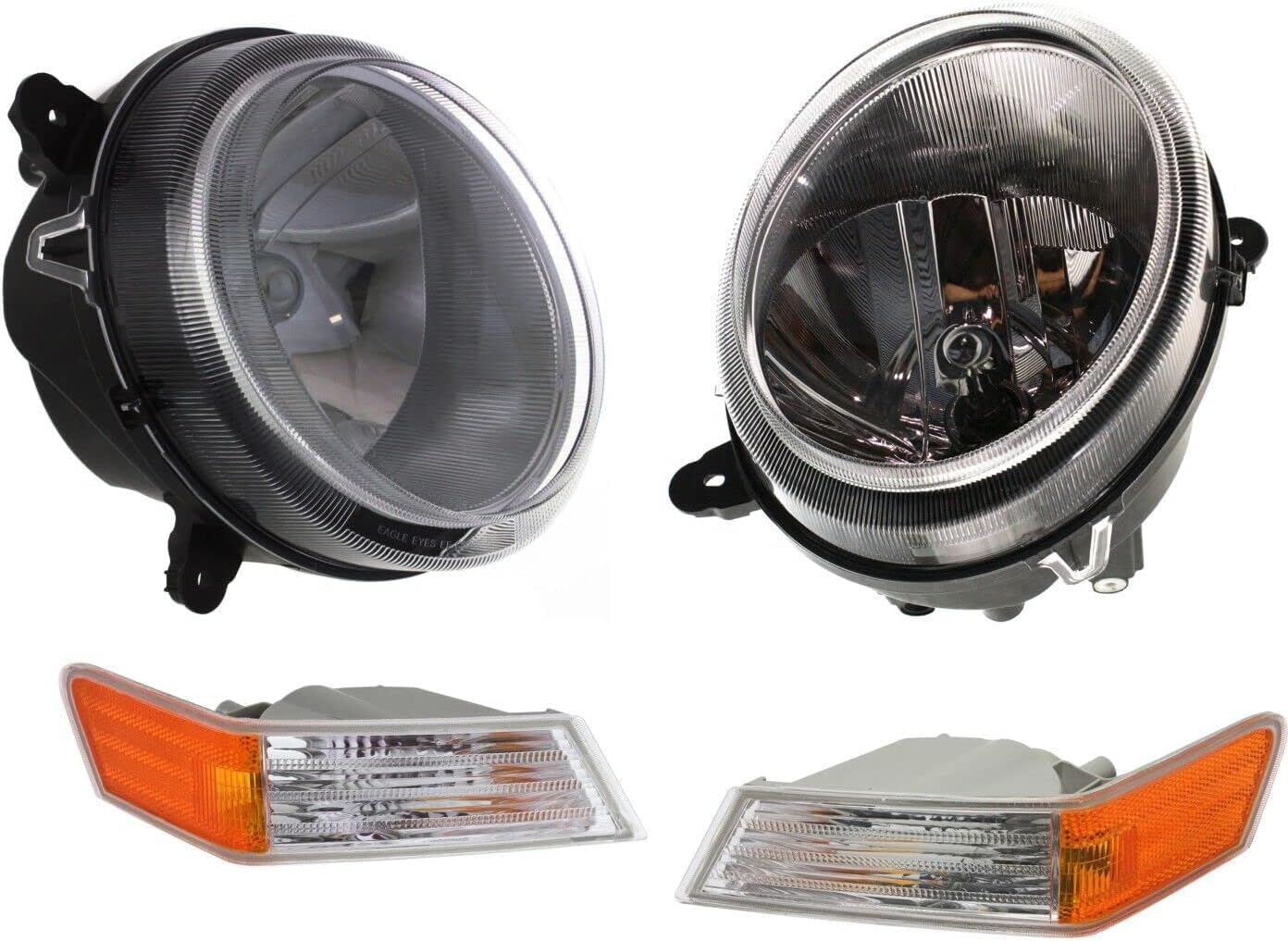 Front Headlight Assembly & Corner Lamp Lens and Housing Right Passenger & Left Driver Side Direct Replacement Compatible With Jeep Patriot 2007-2017 CH2502176 CH2503176 CH2527102