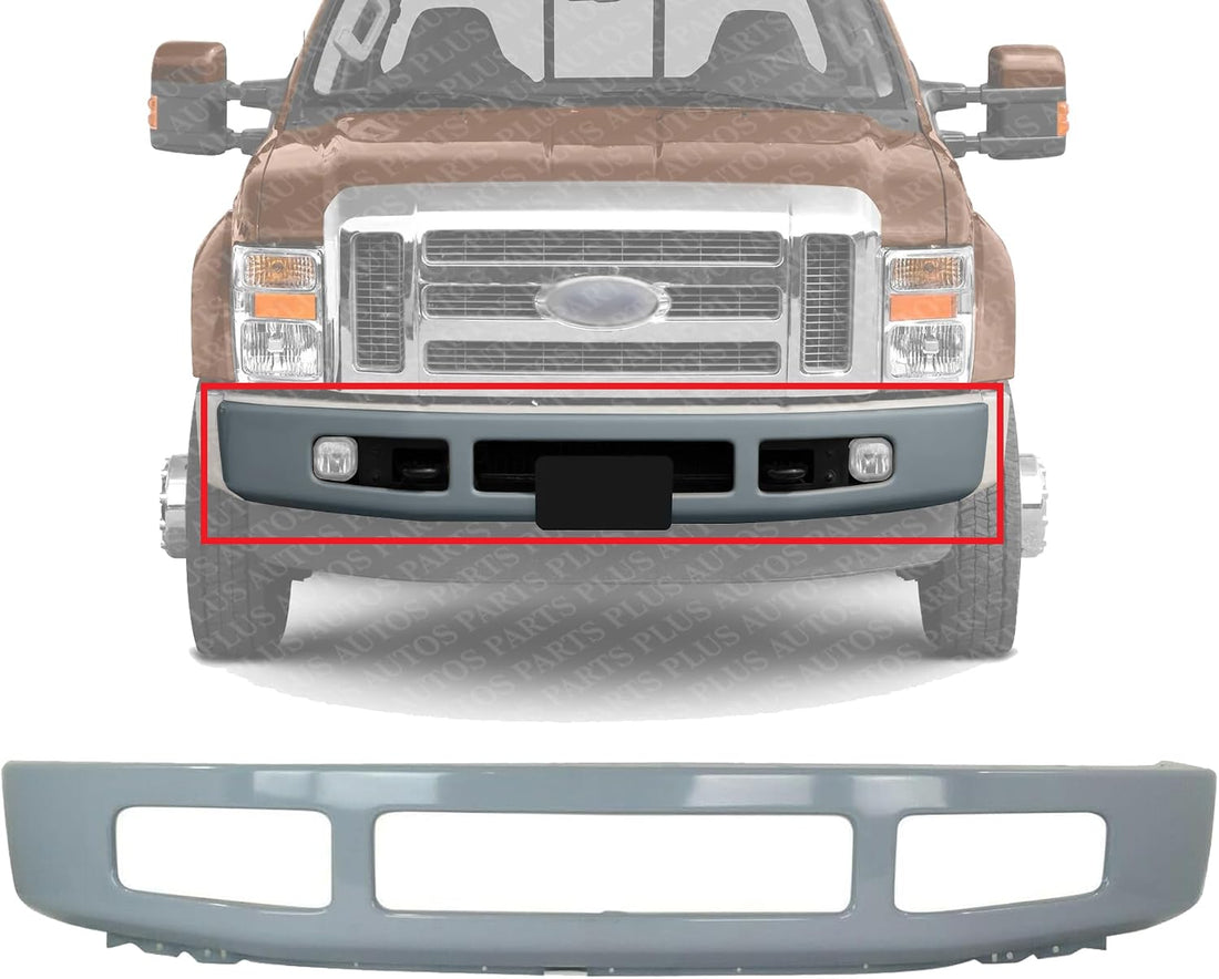 Front Bumper Painted Gray Steel With Moulding Hole Direct Replacement Compatible With 2008-2010 Ford F-450 Super Duty FO1002405 8C3Z17757FPTM