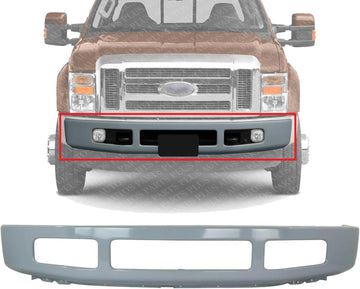 Front Bumper Painted Gray Steel With Moulding Hole Direct Replacement Compatible With 2008-2010 Ford F-450 Super Duty FO1002405 8C3Z17757FPTM