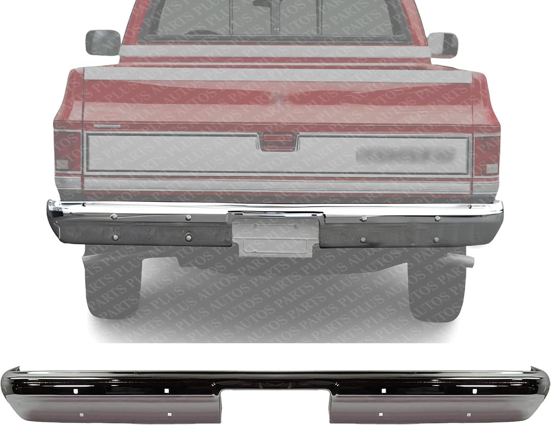 Rear Bumper Face Bar Chrome Steel Without Impact Strip Holes Direct Replacement Compatible With 1981-1987 Chevrolet & GMC C/K Series / 1981-1991 Suburban GM1102136 14021280