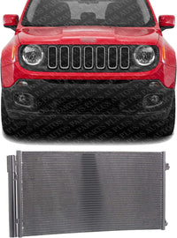 Front A/C Condenser Aluminum Core Direct Replacement Compatible With 2015-2021 Jeep Renegade / 2015-2022 Ram ProMaster City CH3030260 CH3030265 FI3030102 68247204AA 68273402AA