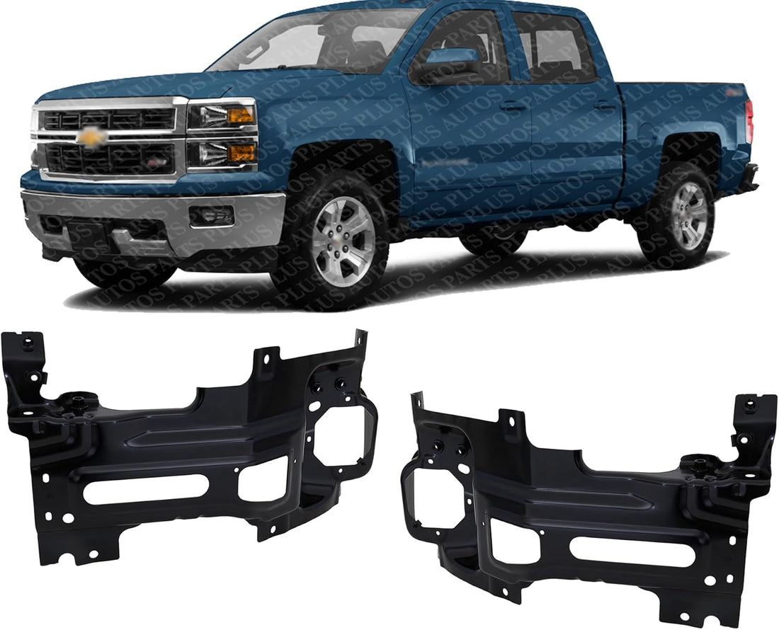 Set Of 2 Front Bumper Bracket Steel Left Driver & Right Passenger Side Direct Replacement Compatible With 2015-2019 Chevrolet Silverado 2500 HD / 3500 HD GM1067200 GM1066200