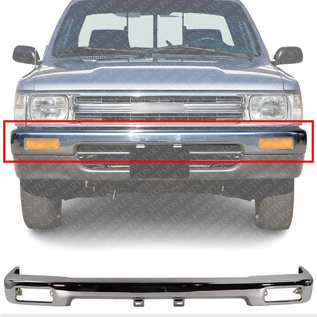 Front Bumper Face Bar Chrome Steel Direct Replacement Compatible With 1989-1995 Toyota Pickup TO1002102 5210135070