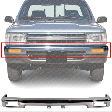 Front Bumper Face Bar Chrome Steel Direct Replacement Compatible With 1989-1995 Toyota Pickup TO1002102 5210135070