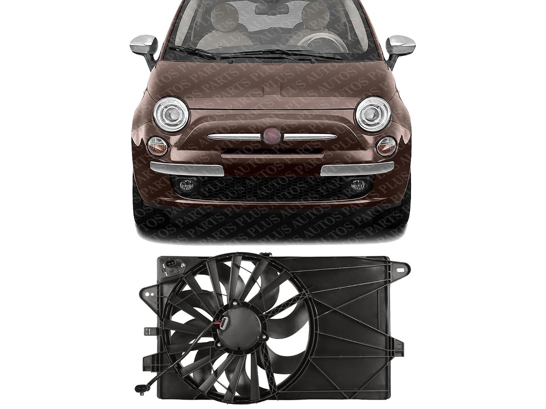 Front Radiator Cooling Fan Assembly Plastic Direct Replacement Compatible with 2012-2019 Fiat 500 FI3115100 68184569AC
