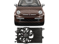 Front Radiator Cooling Fan Assembly Plastic Direct Replacement Compatible with 2012-2019 Fiat 500 FI3115100 68184569AC