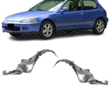 Set Of 2 Front Fender Liners Right Passenger & Left Driver Side Direct Replacement Compatible With 1992-1995 Honda Civic HO1249102 HO1248102 74101SR3000 74151SR3000