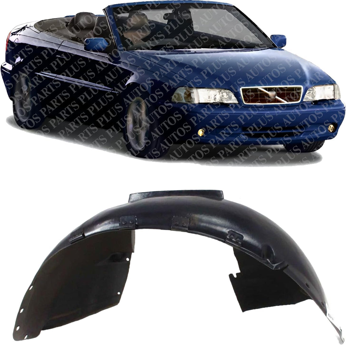 Front Fender Liner Right Passenger Side Direct Replacement Compatible With 1998-2004 Volvo C70 VO1249108 86181880