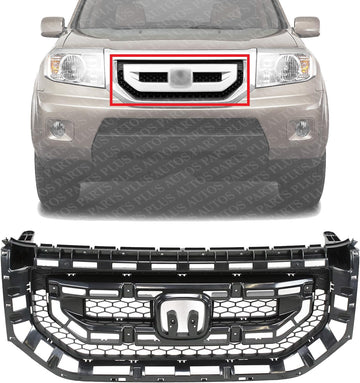 Front Grille Gray Shell And Insert Direct Replacement Compatible With 2009-2011 Honda Pilot HO1200200 75101SZAA01ZA