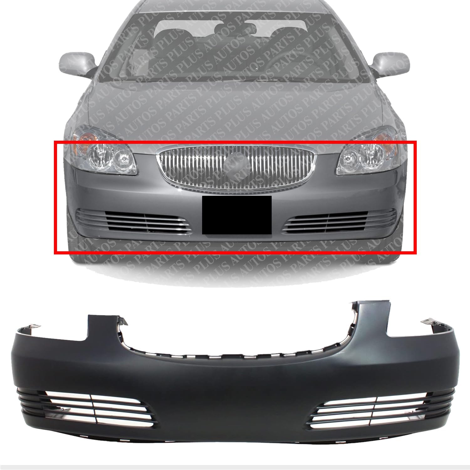 Front Bumper Cover Primed Direct Replacement Compatible With 2006-2011 Buick Lucerne GM1000822 20827013