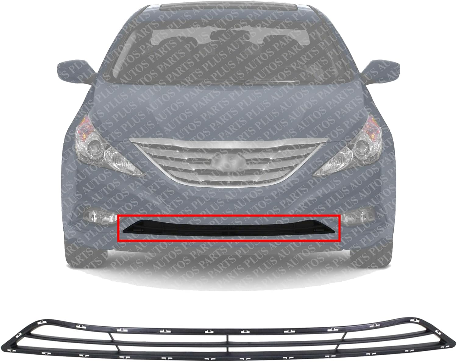 Front Bumper Lower Grille Direct Replacement Compatible With 2011-2013 Hyundai Sonata HY1036114 865613S000