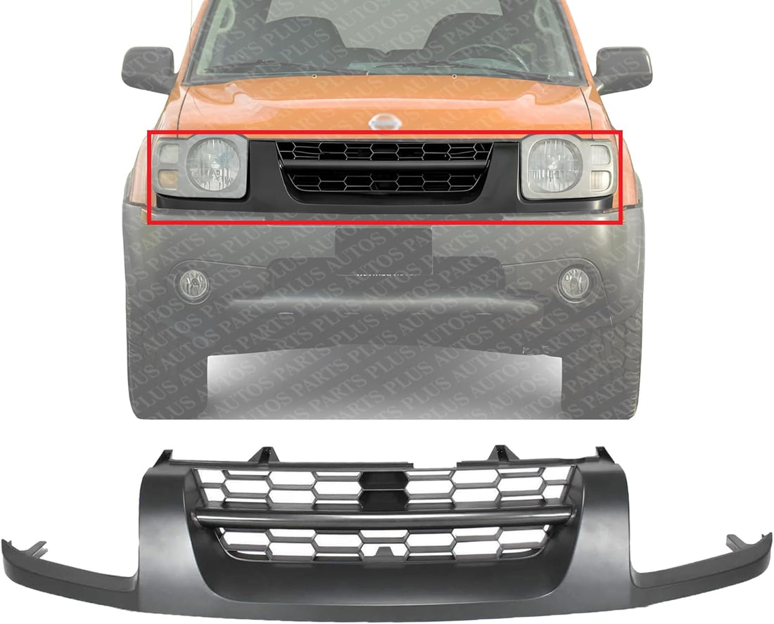 Front Grille Gray Shell And Insert Plastic Direct Replacement Compatible With 2002-2004 Nissan Xterra NI1200198 623107Z800
