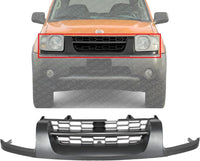 Front Grille Gray Shell And Insert Plastic Direct Replacement Compatible With 2002-2004 Nissan Xterra NI1200198 623107Z800