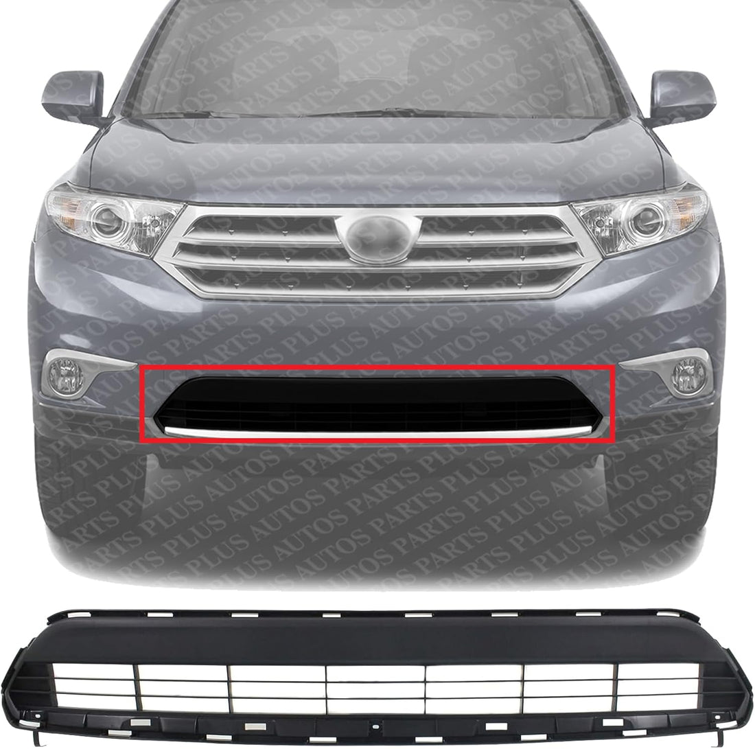 Front Bumper Lower Grille Textured Plastic Direct Replacement Compatible With 2011-2013 Toyota Highlander TO1036130 531120E070