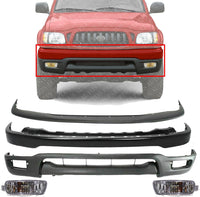 Front Bumper Steel + Upper Filler + Lower Valance + Signal Light Assembly Right Passenger & Left Driver Side Direct Replacement Compatible With Toyota Tacoma 2001-04 TO1095196