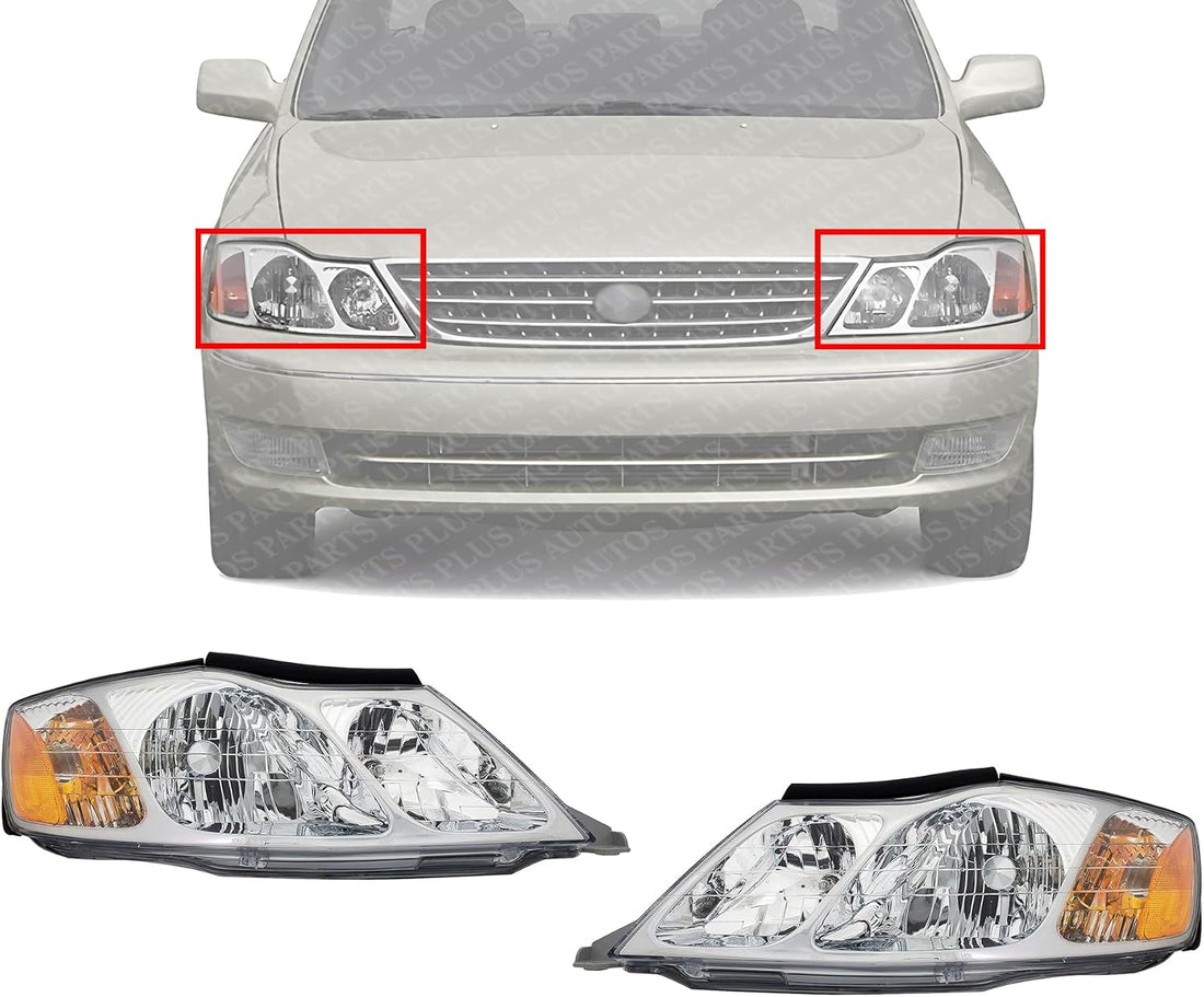 Set Of 2 Front Head Light Assembly Halogen Right Passenger & Left Driver Side Direct Replacement Compatible With 2000-2004 Toyota Avalon TO2502132 TO2503132 81150AC040 81110AC040