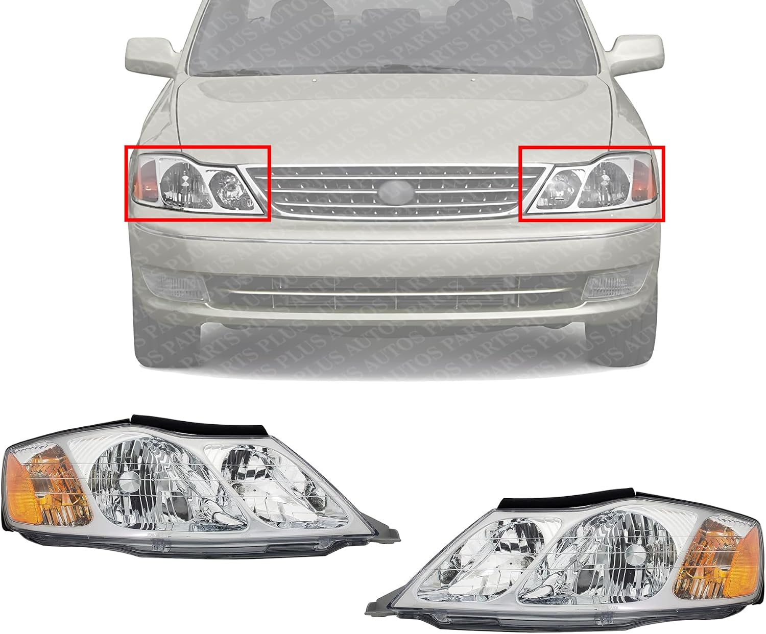 Set Of 2 Front Head Light Assembly Halogen Right Passenger & Left Driver Side Direct Replacement Compatible With 2000-2004 Toyota Avalon TO2502132 TO2503132 81150AC040 81110AC040
