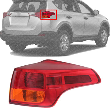 Tail Light Outer Assembly Right Passenger Side Direct Replacement Compatible With 2013-2015 Toyota RAV4 TO2805119 815500R030