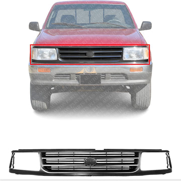 Front Grille Assembly Painted Gray Shell And Insert With Headlight Holes & Emblem Provision Direct Replacement Compatible With 1993-1998 Toyota T100 TO1200191 5311134010