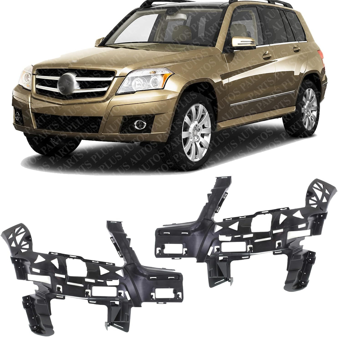 Set Of 2 Front Bumper Bracket Plastic Right Passenger & Left Driver Side Direct Replacement Compatible With 2010-2012 Mercedes Benz GLK350 MB1043103 MB1042103 2048852065 2048851965